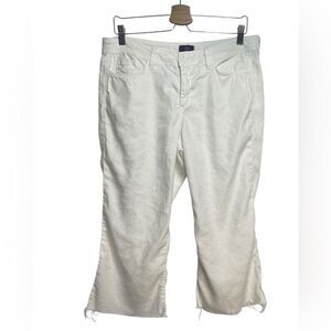 NYDJ White Cropped Raw Hem Trousers Size 12